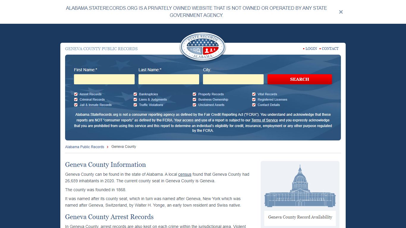 Geneva County Arrest, Court, and Public Records | StateRecords.org